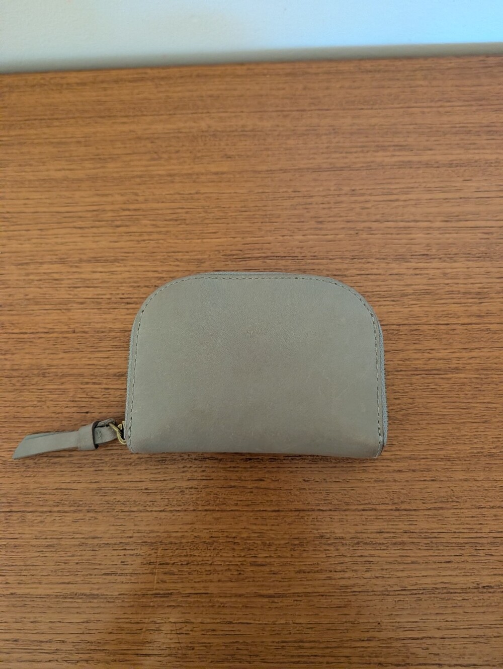 Madewell Leather Zip Around Coin Purse Wallet Pouch Grey Blue Brass Hardware